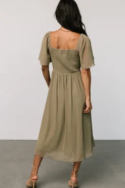 Baltic Born Colette Sweetheart Midi Dress | Dusty Olive