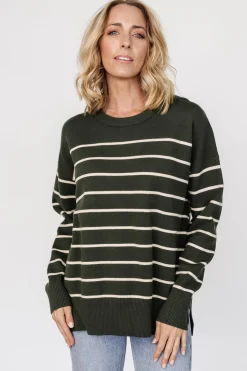 Baltic Born Colmar Striped Sweater | Pine + Cream