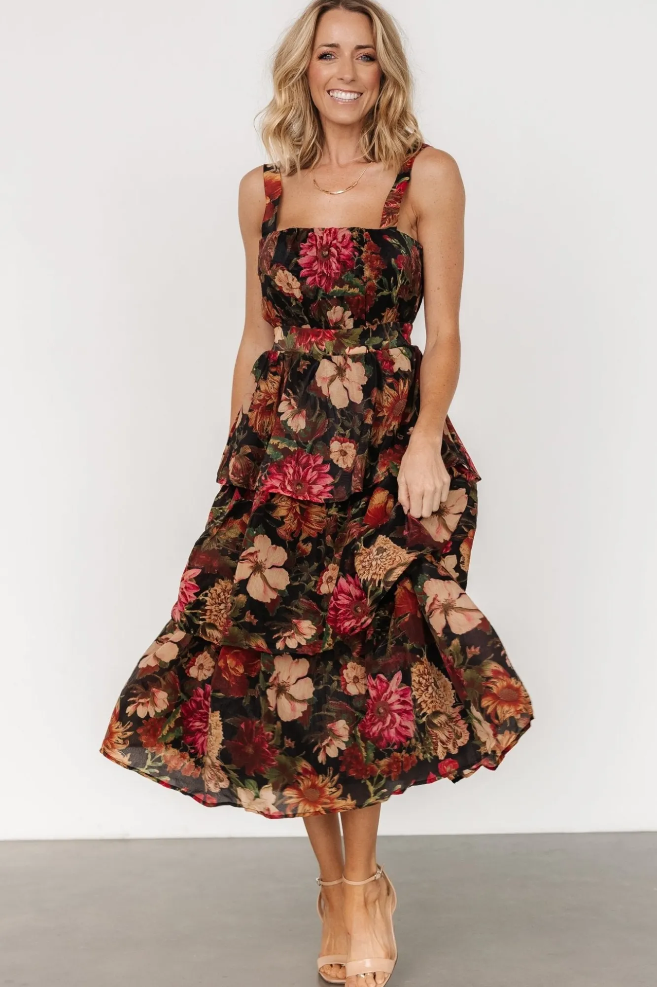Baltic Born Cologne Tiered Dress | Black Floral