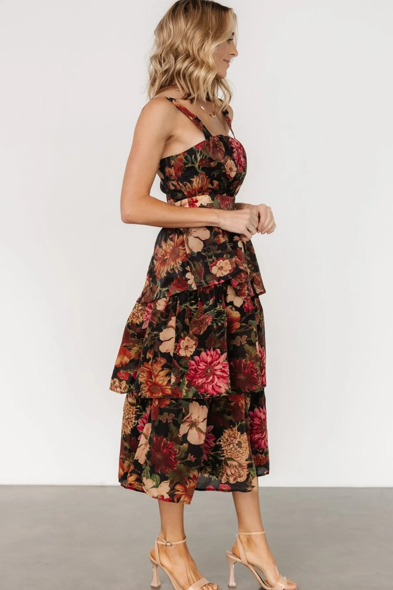Baltic Born Cologne Tiered Dress | Black Floral