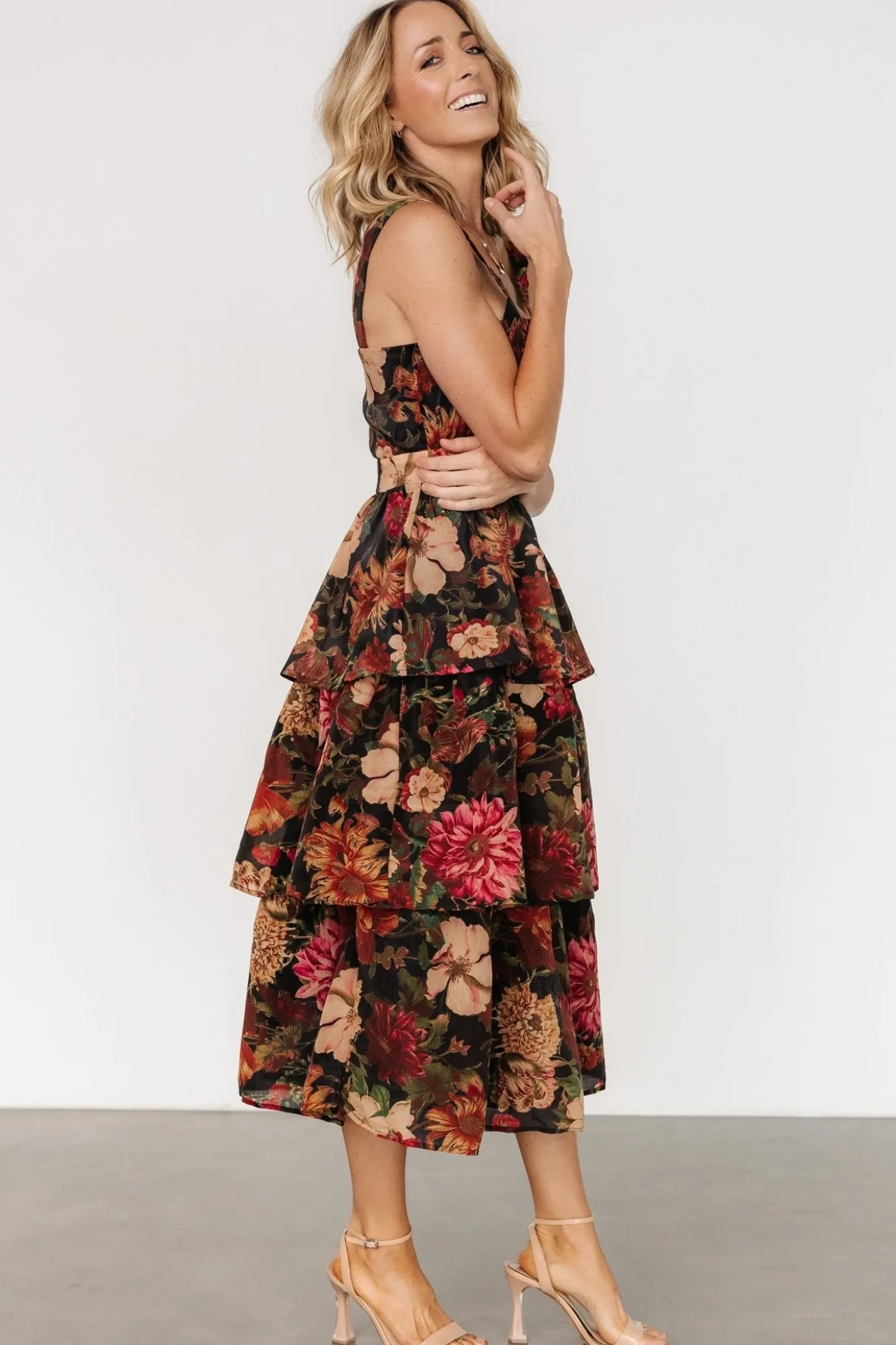 Baltic Born Cologne Tiered Dress | Black Floral