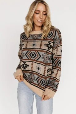 Baltic Born Conrad Knit Sweater | Tan Multi Print