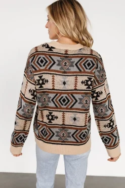 Baltic Born Conrad Knit Sweater | Tan Multi Print