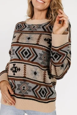 Baltic Born Conrad Knit Sweater | Tan Multi Print