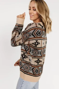 Baltic Born Conrad Knit Sweater | Tan Multi Print