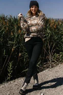Baltic Born Conrad Knit Sweater | Tan Multi Print
