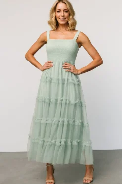 Baltic Born Constance Tulle Maxi Dress | Light Sage