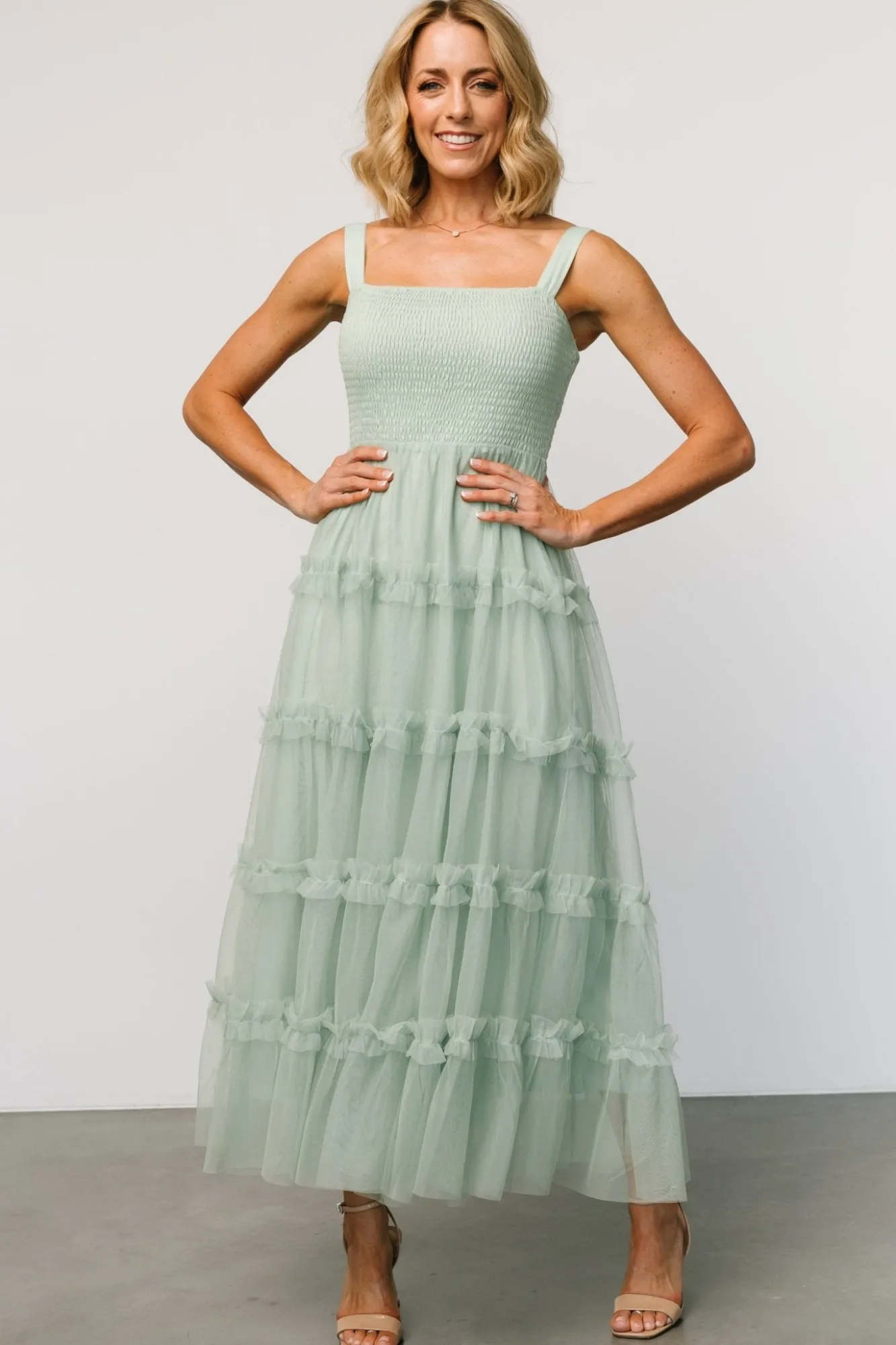Baltic Born Constance Tulle Maxi Dress | Light Sage