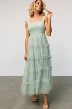 Baltic Born Constance Tulle Maxi Dress | Light Sage