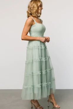 Baltic Born Constance Tulle Maxi Dress | Light Sage