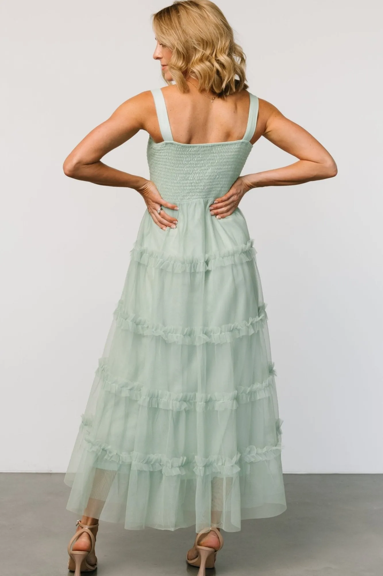 Baltic Born Constance Tulle Maxi Dress | Light Sage