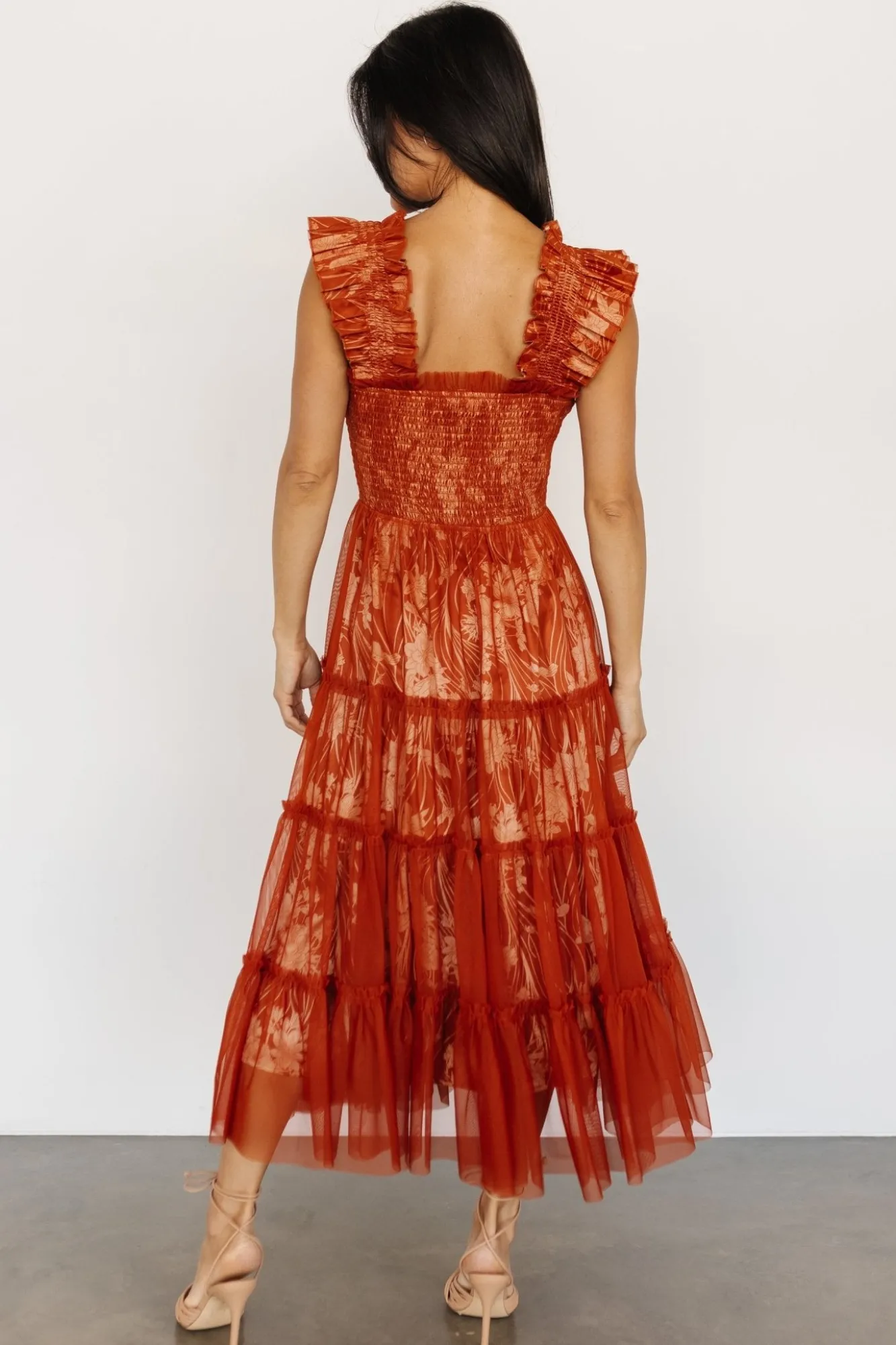 Baltic Born Cora Smocked Tulle Dress | Rust Floral