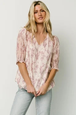 Baltic Born Cordova Top | Beige + Mauve Floral