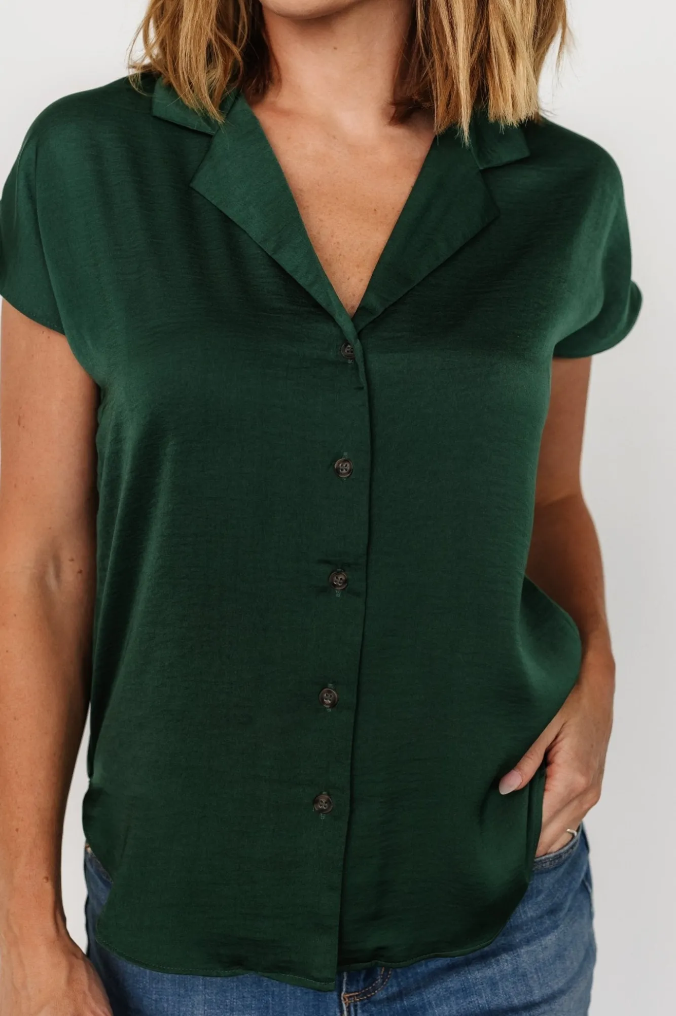 Baltic Born Corey Button Top | Hunter Green