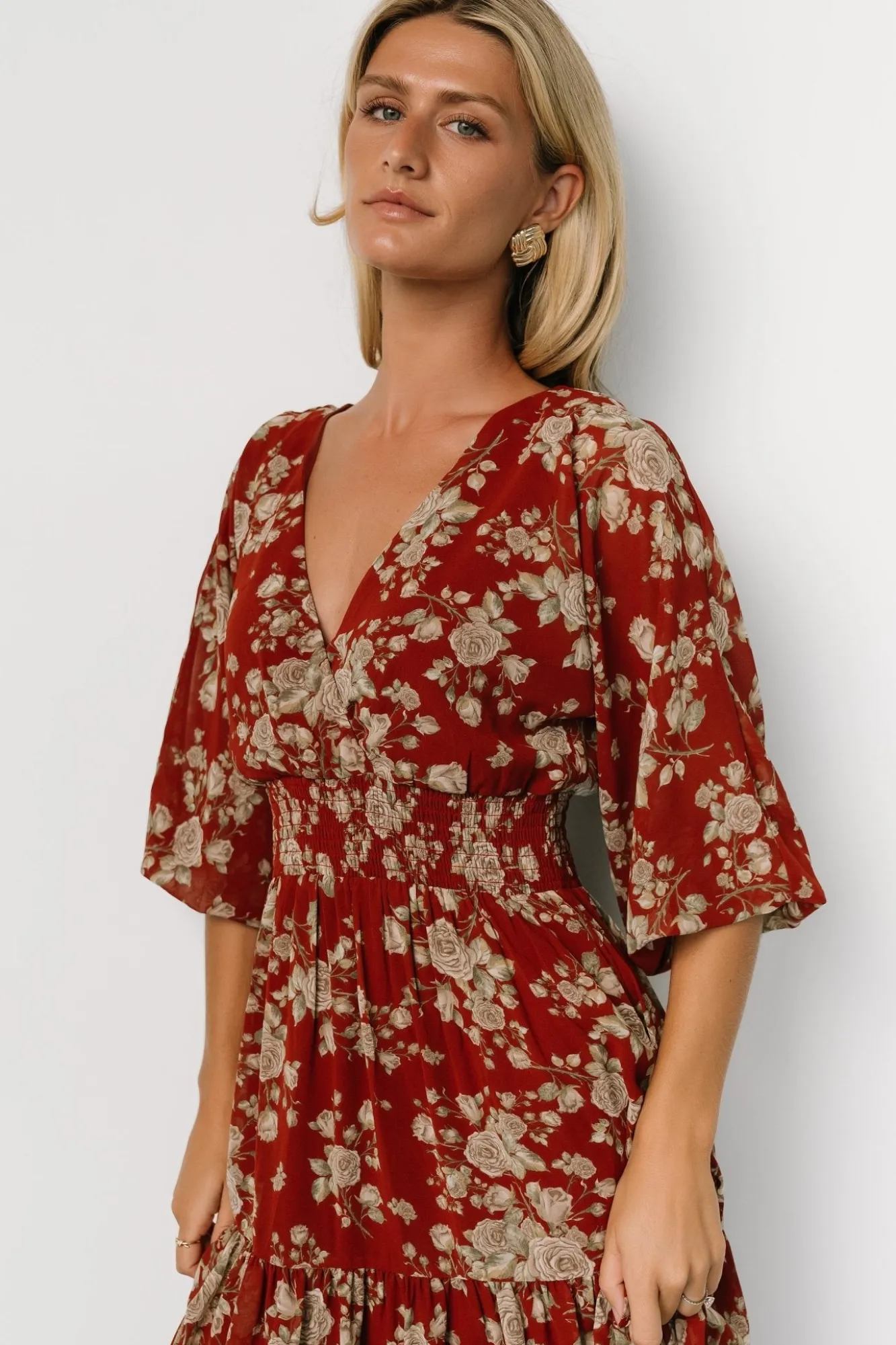 Baltic Born Coventry Tiered Midi Dress | Rust Floral