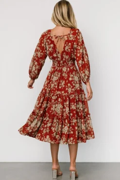 Baltic Born Coventry Tiered Midi Dress | Rust Floral
