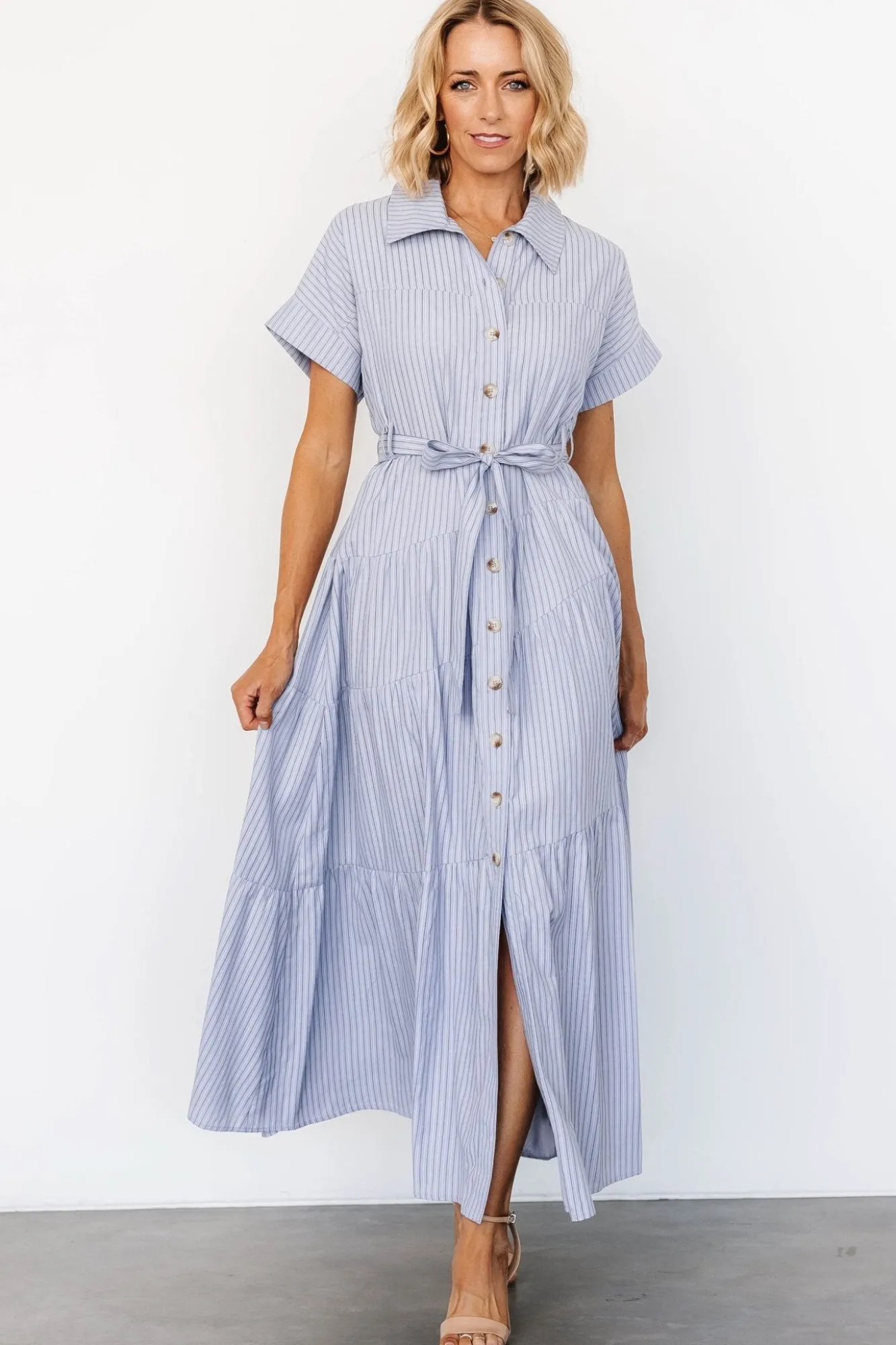Baltic Born Covey Button Up Maxi Dress | Blue Stripe