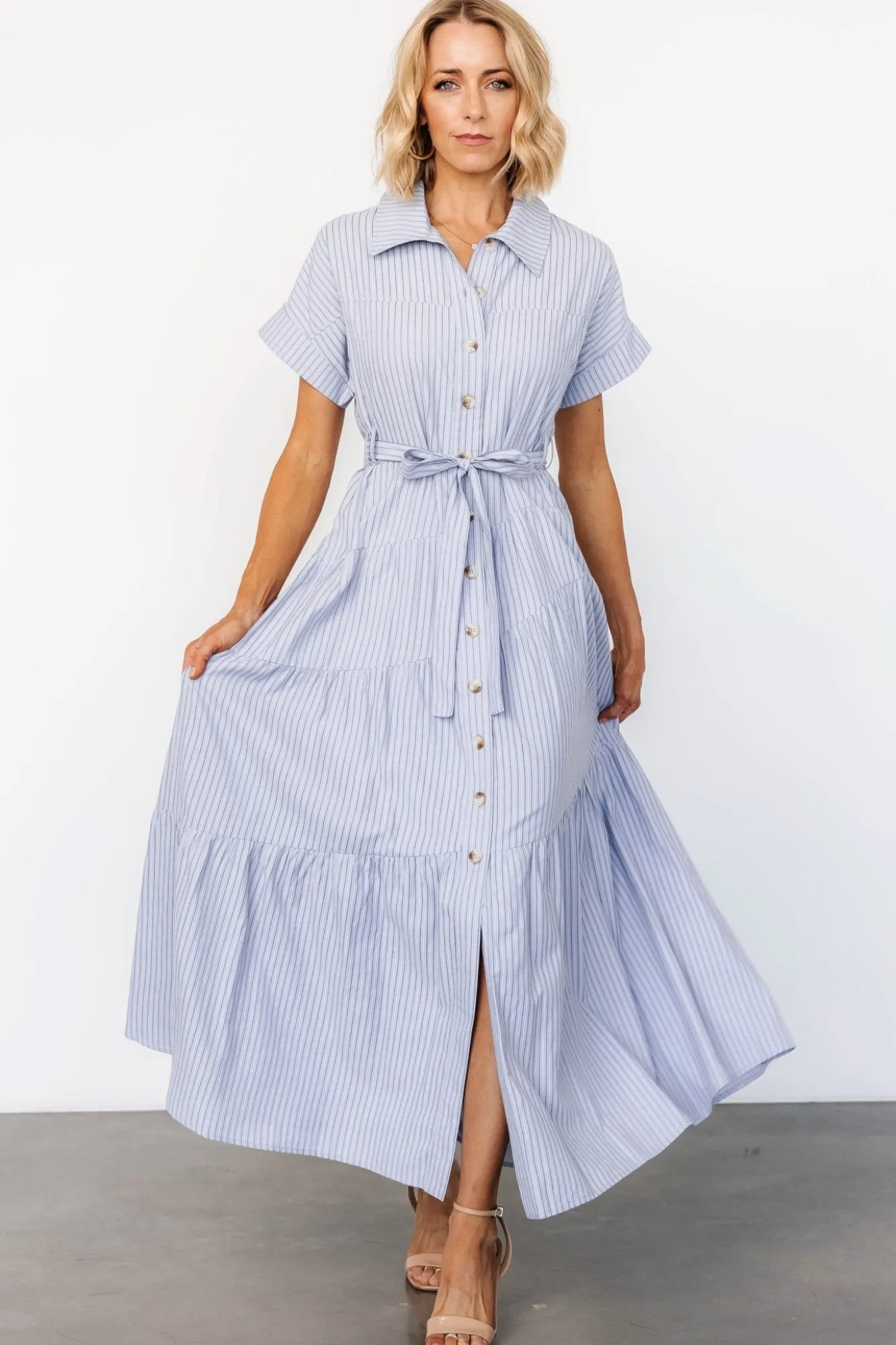 Baltic Born Covey Button Up Maxi Dress | Blue Stripe