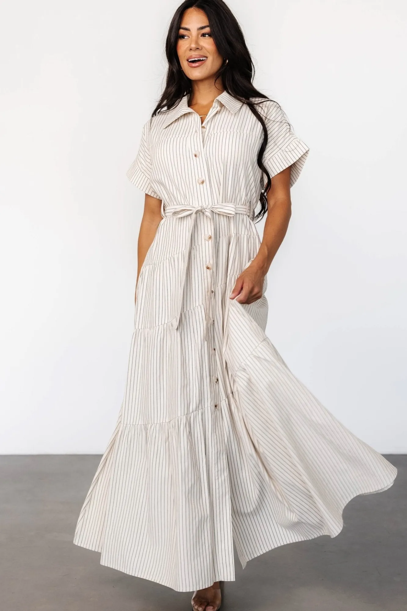 Baltic Born Covey Button Up Maxi Dress | Cream Stripe