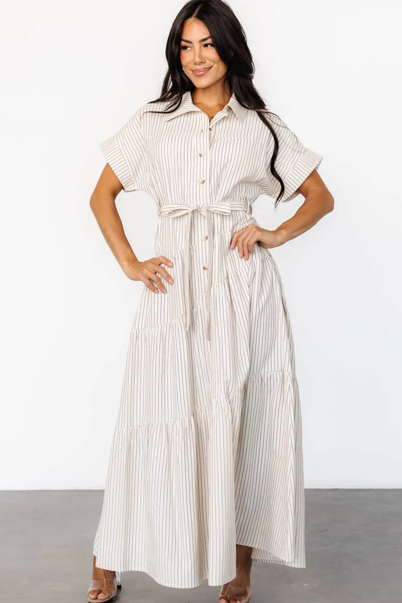Baltic Born Covey Button Up Maxi Dress | Cream Stripe
