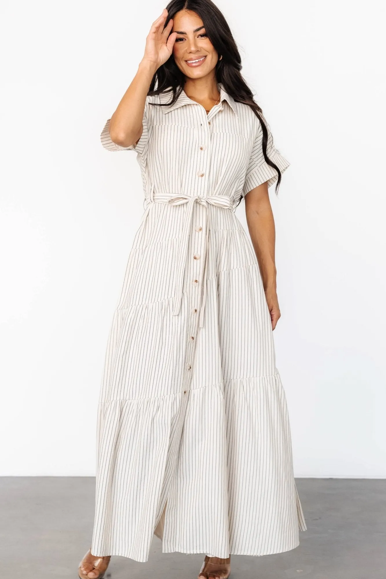 Baltic Born Covey Button Up Maxi Dress | Cream Stripe