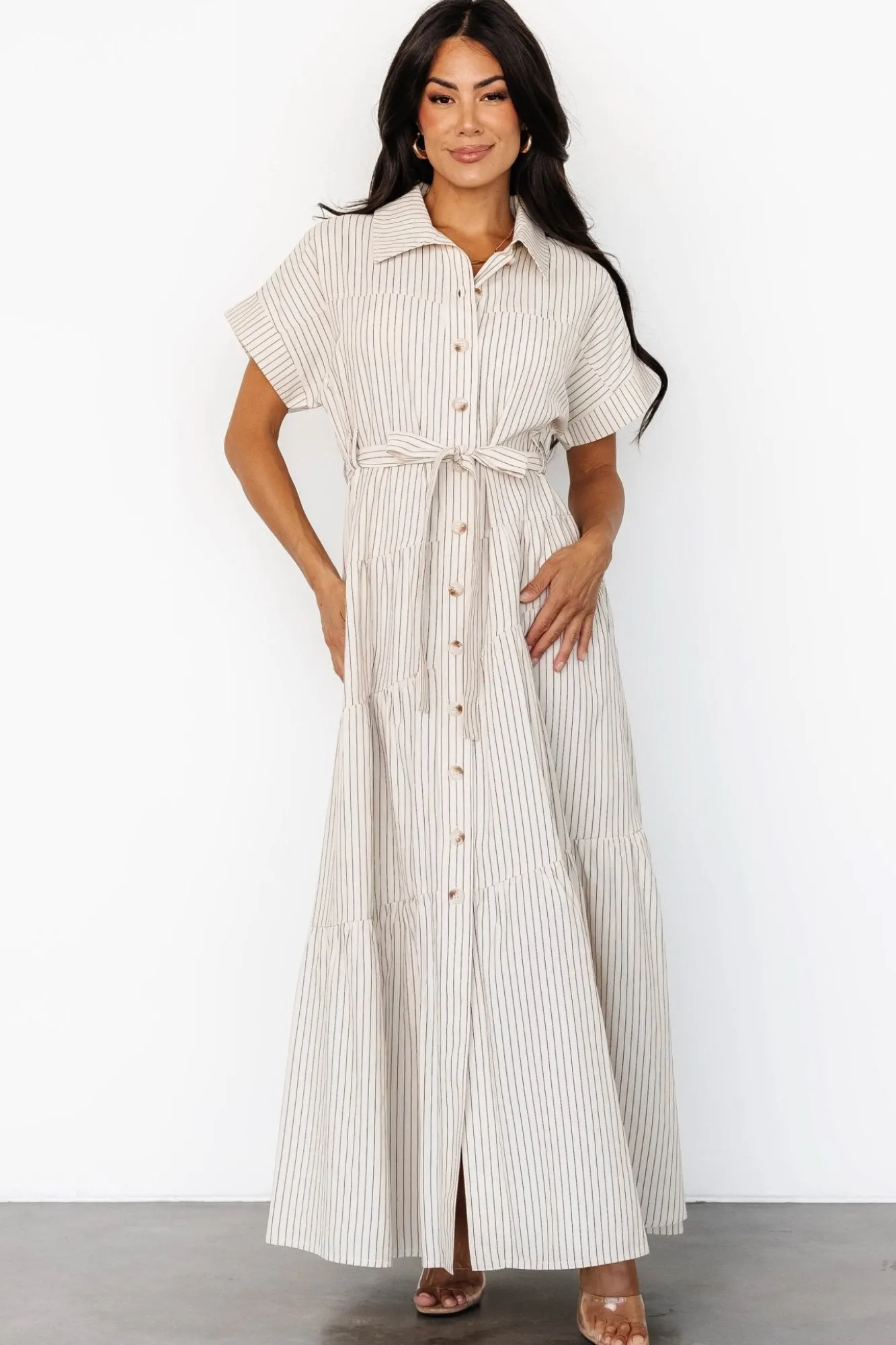 Baltic Born Covey Button Up Maxi Dress | Cream Stripe