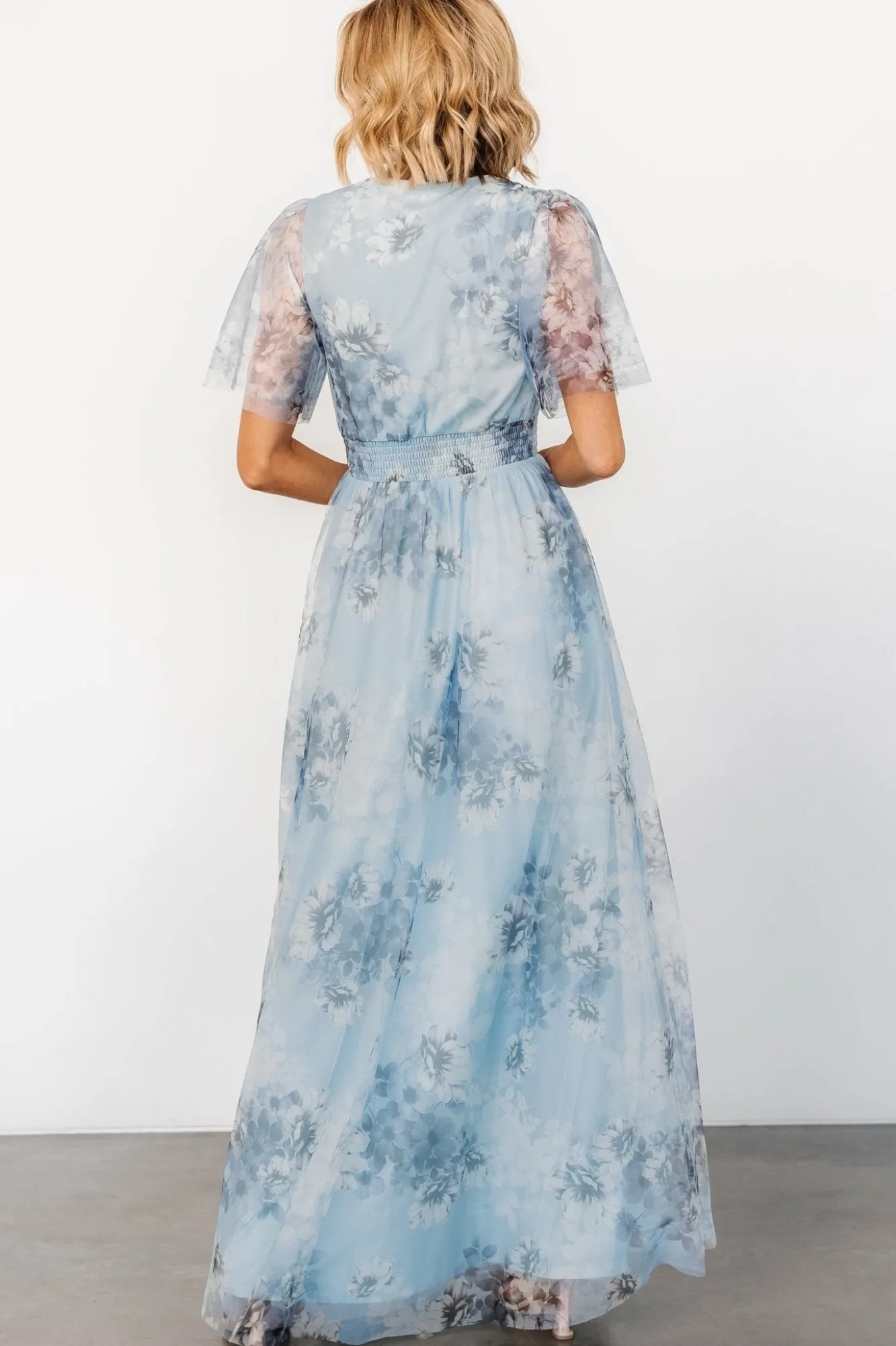 Baltic Born Cressida Tulle Maxi Dress | Blue + Off White Floral