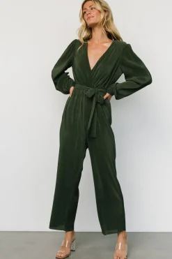 Baltic Born Croft Pleated Jumpsuit | Dark Olive
