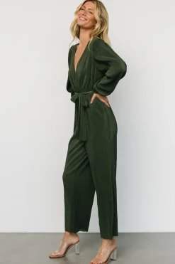 Baltic Born Croft Pleated Jumpsuit | Dark Olive
