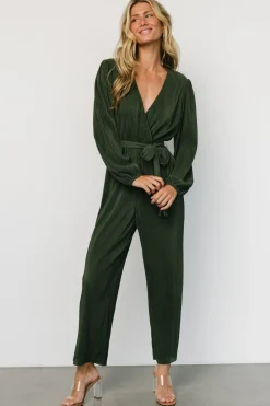 Baltic Born Croft Pleated Jumpsuit | Dark Olive