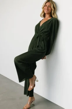Baltic Born Croft Pleated Jumpsuit | Dark Olive