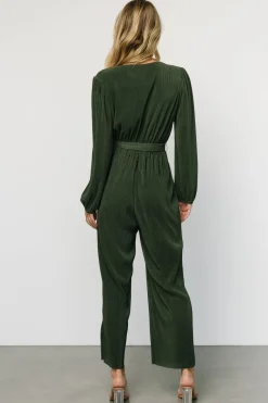Baltic Born Croft Pleated Jumpsuit | Dark Olive