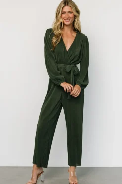 Baltic Born Croft Pleated Jumpsuit | Dark Olive