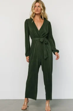 Baltic Born Croft Pleated Jumpsuit | Dark Olive