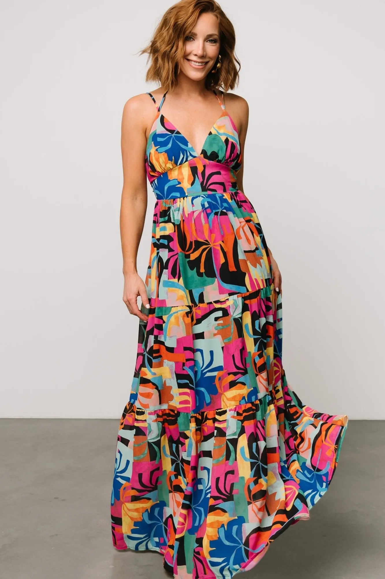 Baltic Born Crystal Maxi Dress | Black Multi Print
