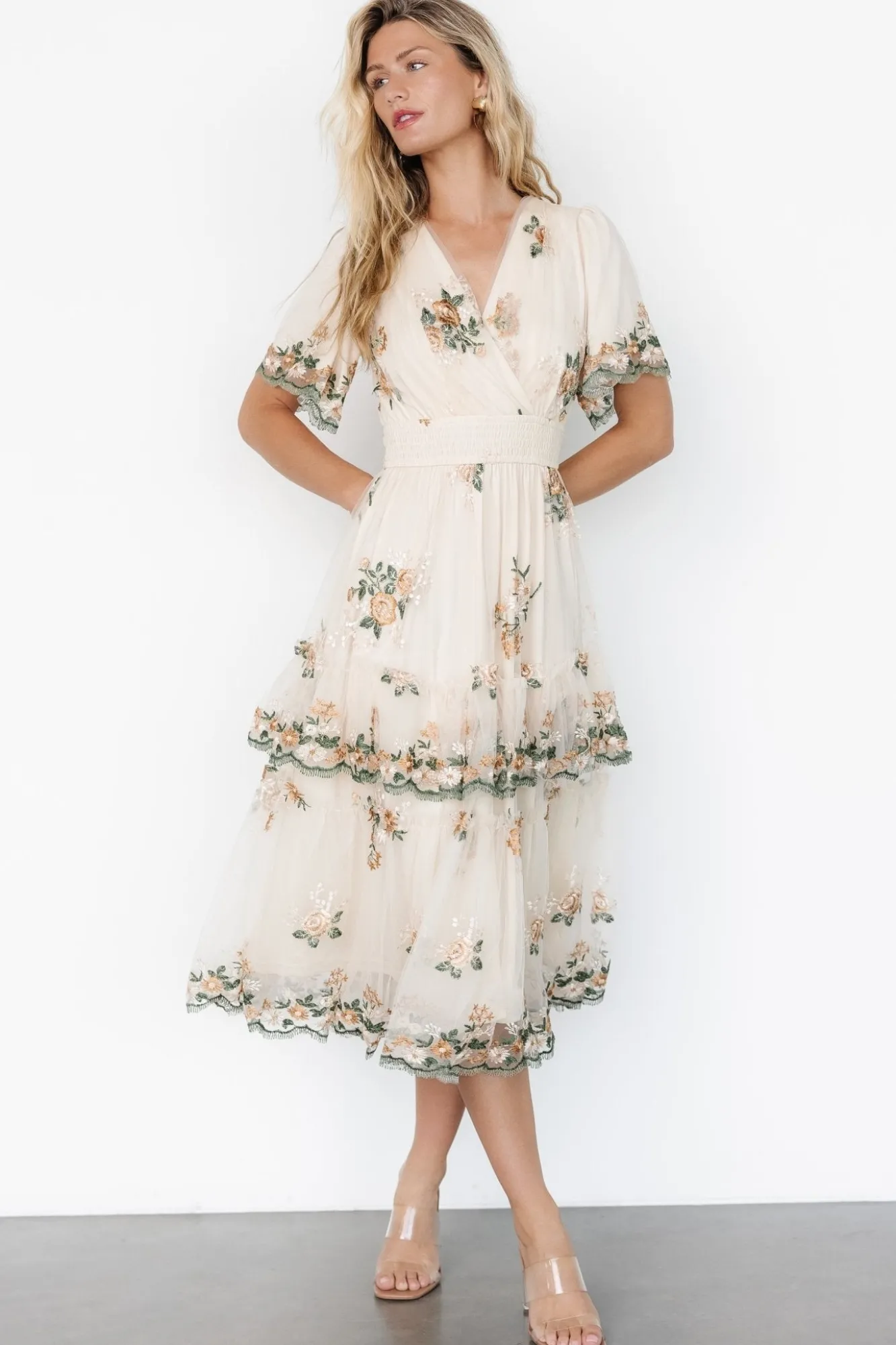 Baltic Born Cynthia Midi Dress | Cream Floral