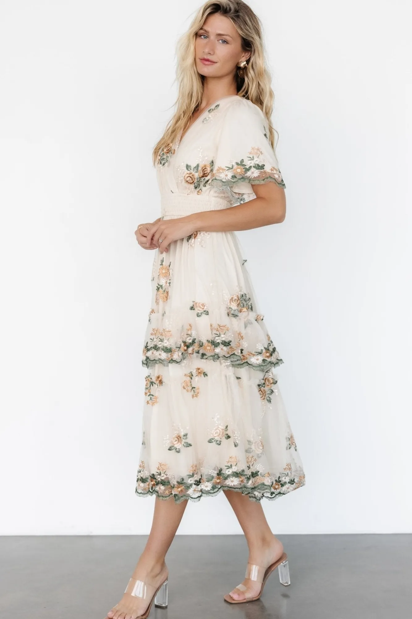 Baltic Born Cynthia Midi Dress | Cream Floral