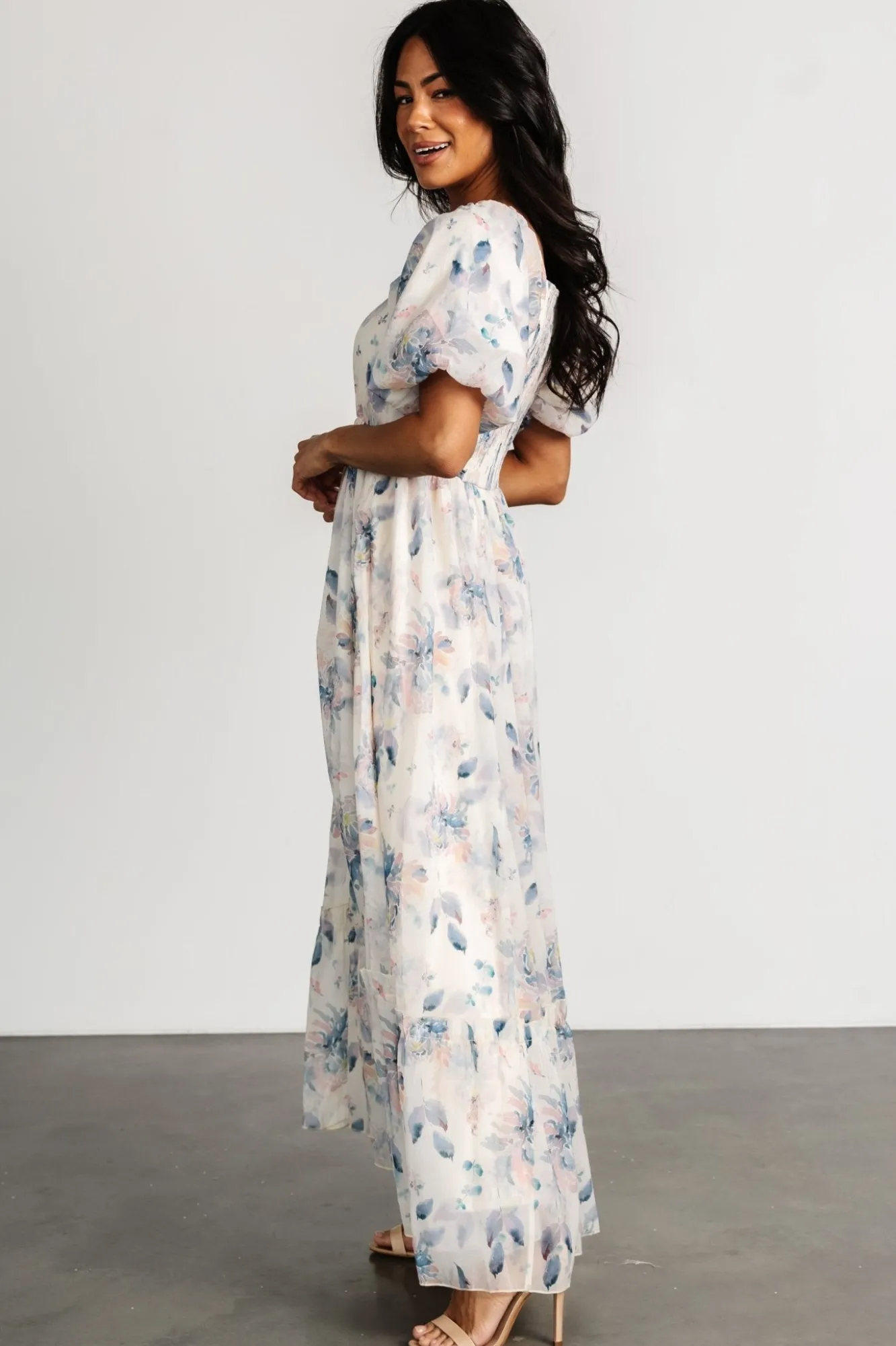 Baltic Born Dalia Maxi Dress | Cream + Blue Floral