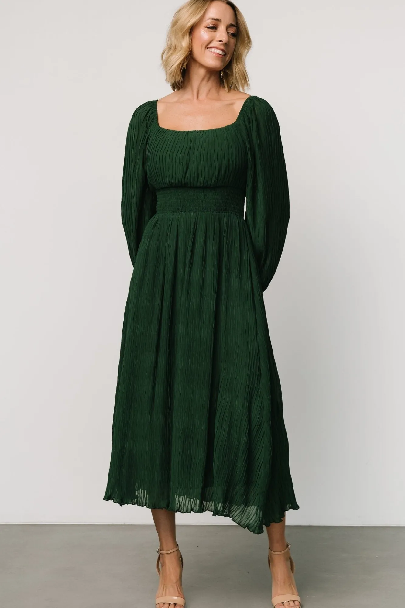 Baltic Born Dalton Pleated Midi Dress | Dark Green