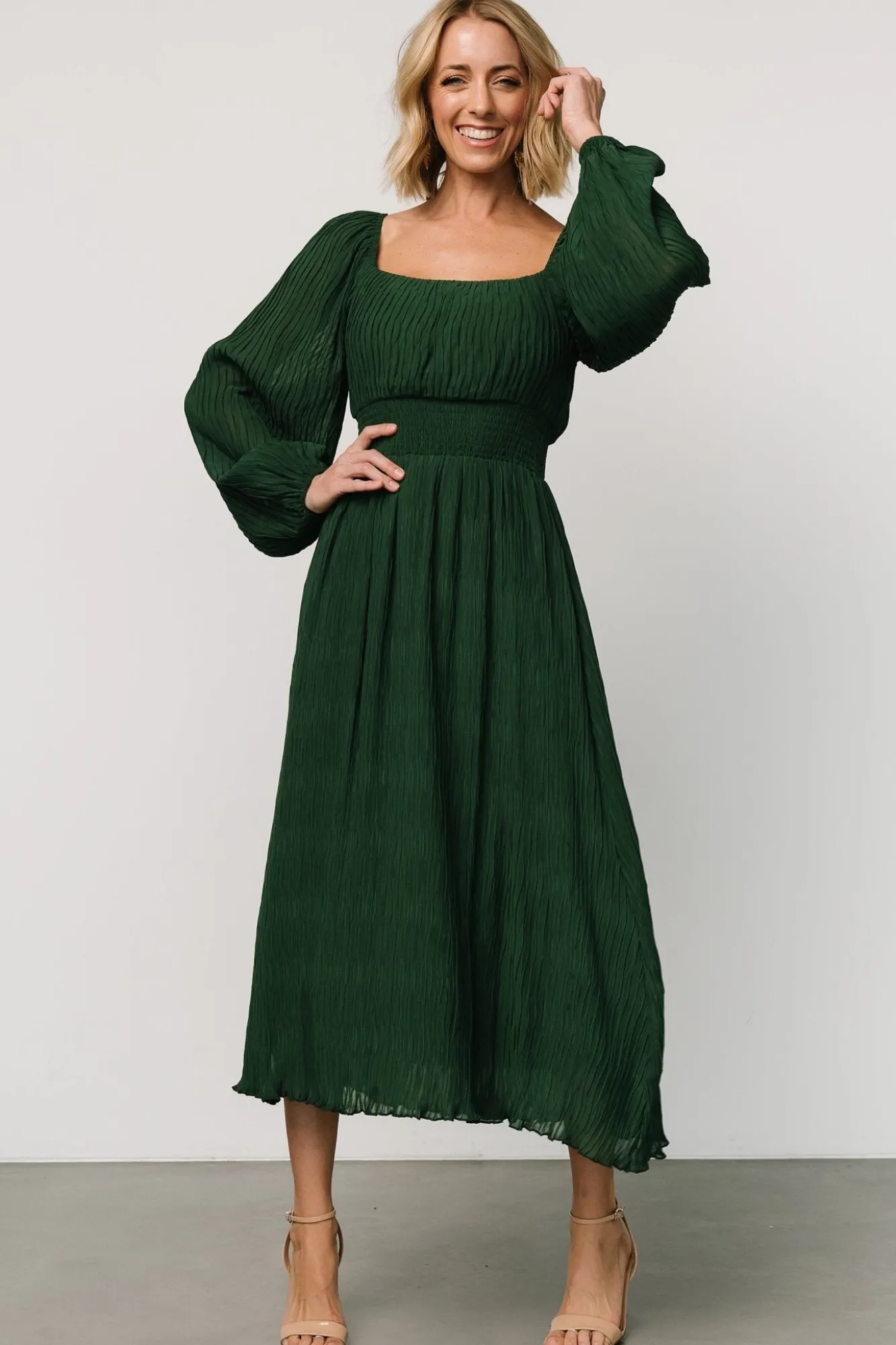 Baltic Born Dalton Pleated Midi Dress | Dark Green