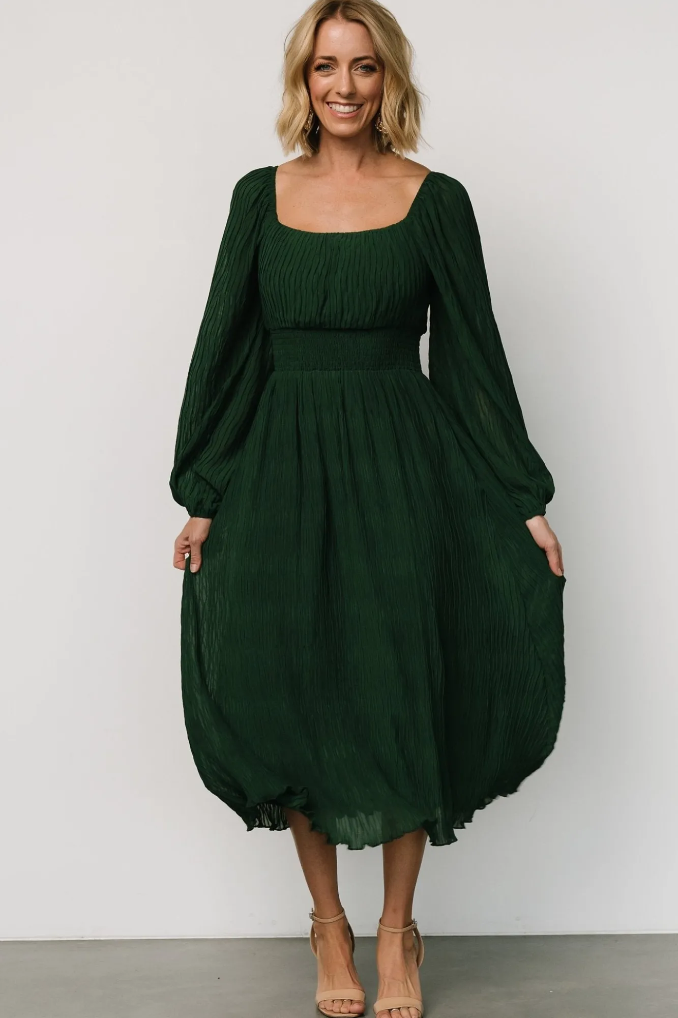 Baltic Born Dalton Pleated Midi Dress | Dark Green