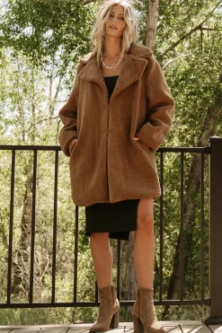 Baltic Born Damien Sherpa Coat | Dark Camel