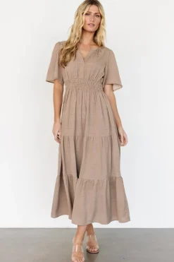 Baltic Born Danielle Tiered Maxi Dress | Brown Print