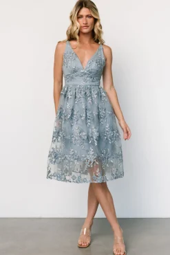 Baltic Born Dante Applique Midi Dress | Slate Blue