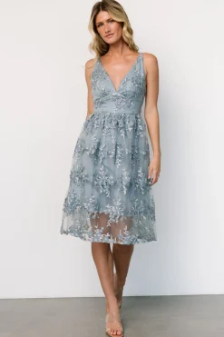 Baltic Born Dante Applique Midi Dress | Slate Blue