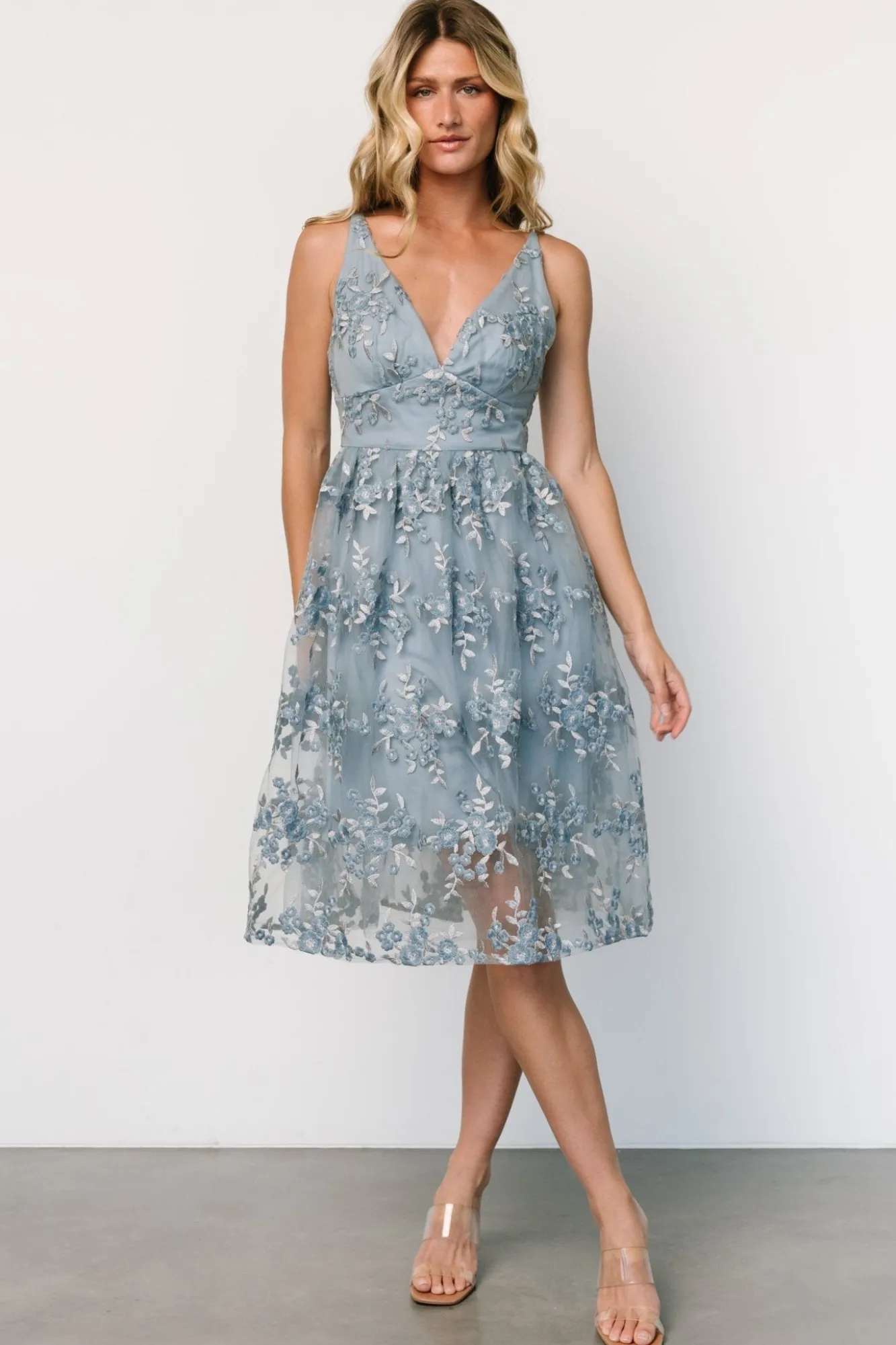 Baltic Born Dante Applique Midi Dress | Slate Blue