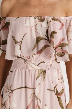 Baltic Born Daphne Off Shoulder Maxi Dress | Mauve Floral