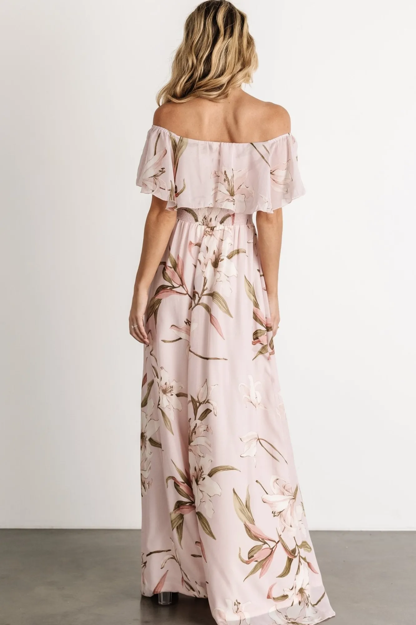 Baltic Born Daphne Off Shoulder Maxi Dress | Mauve Floral