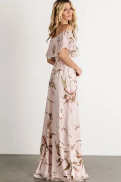 Baltic Born Daphne Off Shoulder Maxi Dress | Mauve Floral