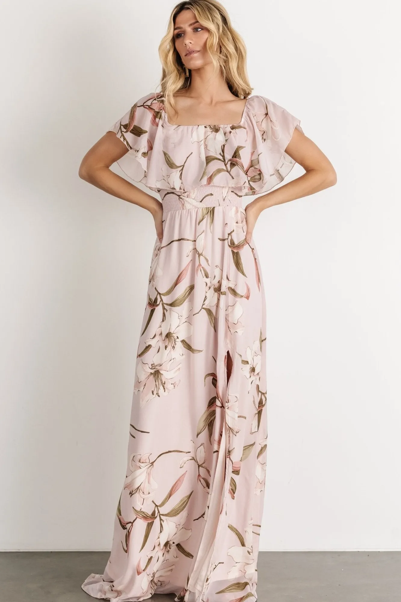 Baltic Born Daphne Off Shoulder Maxi Dress | Mauve Floral